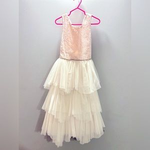 Blush & Ivory Couture Sleeveless Dress with rhinestones size 8 Made in Myanmar.